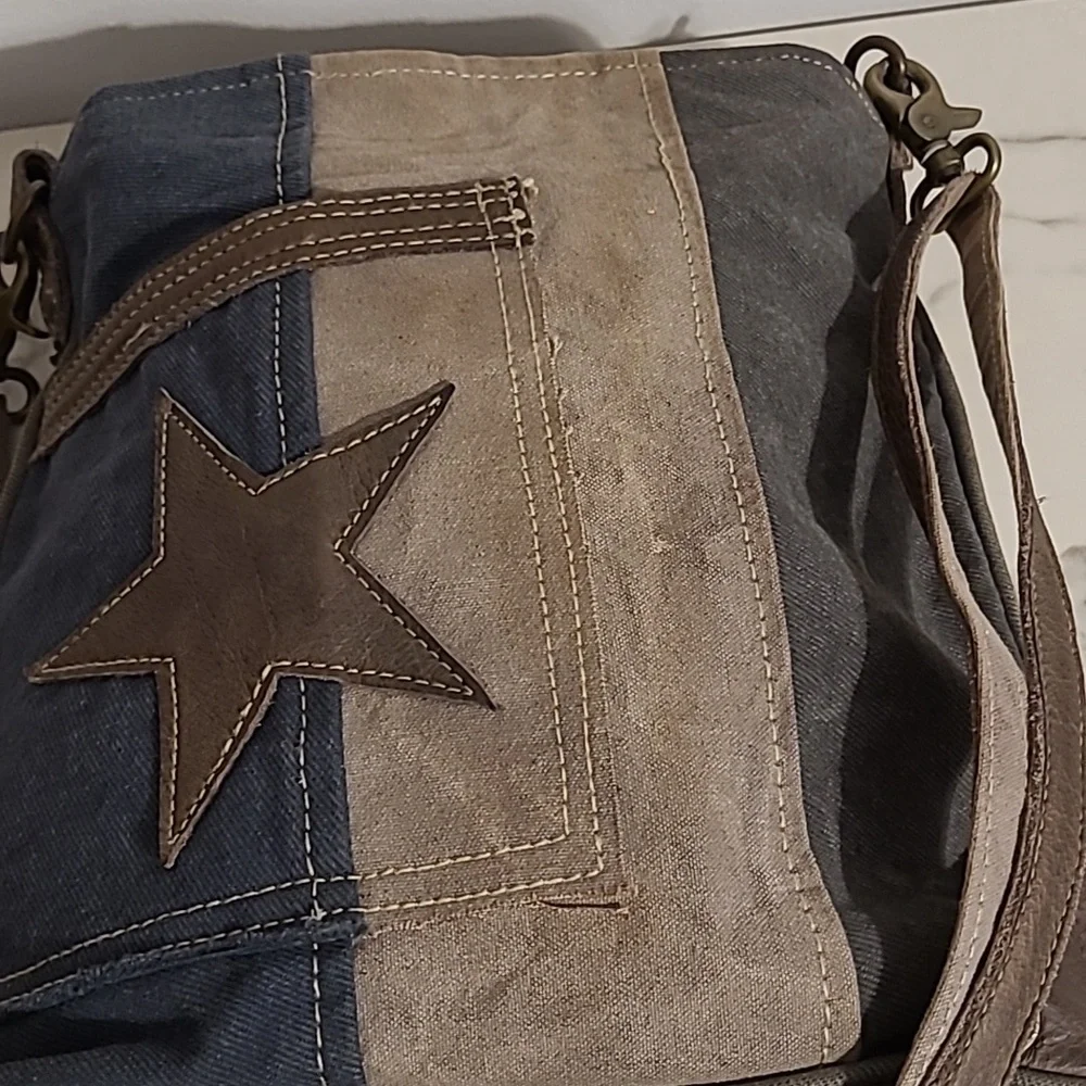 Myra Bag The Pocket Star Canvas Leather Crossbody Bag Boho Hippie Errands